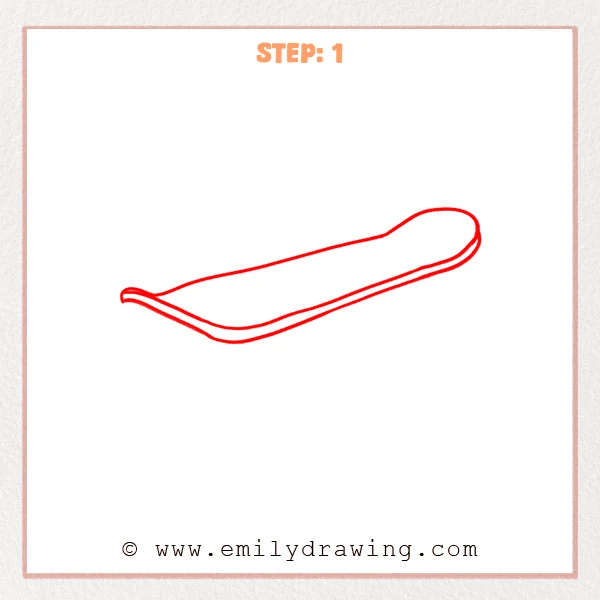 how to draw a cartoon skateboard - Step 1